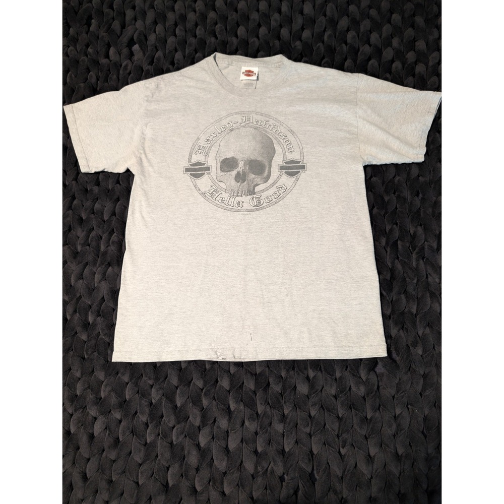 VTG Harley-Davidson Hollywood California Skull Graphic T-Shirt Size Large Gray